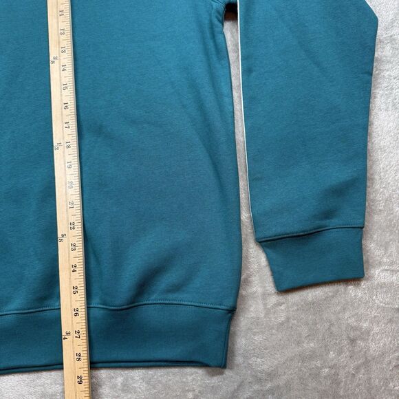 Adidas Sweatshirt Mens Large Teal Crew Neck Long Sleeve 3 Stripe - Picture 4 of 5